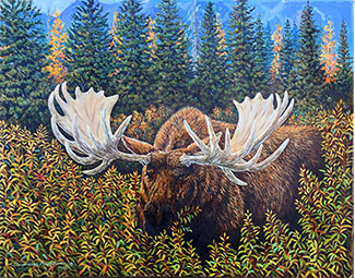 Moose oil painting