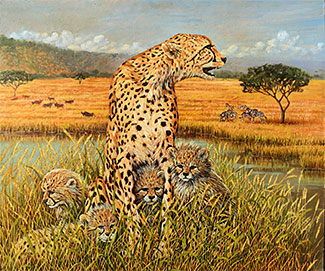 Cheetahs oil painting
